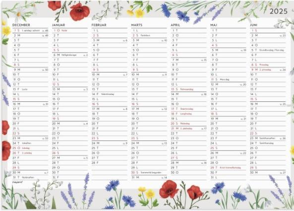 Mayland-Burde Vgkalender Blomster A4 14 mdr. 2025 (A4)