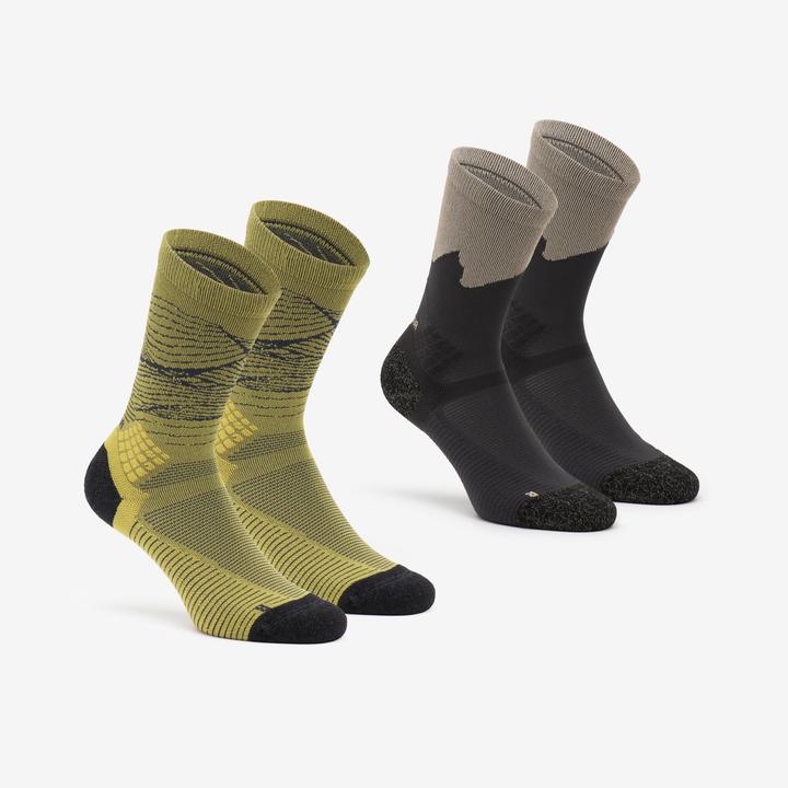 Actual product image Quechua Wandersocken hoch 2 Paar - Hike 500 Trendy khaki/grau (39 - 42)