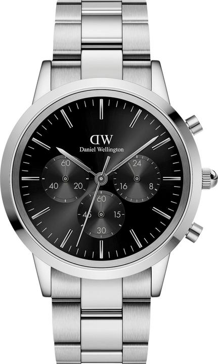 Immagine prodotto Daniel Wellington Cronografo Iconic Link Argento Nero Sunray (Cronografo, 42 mm)