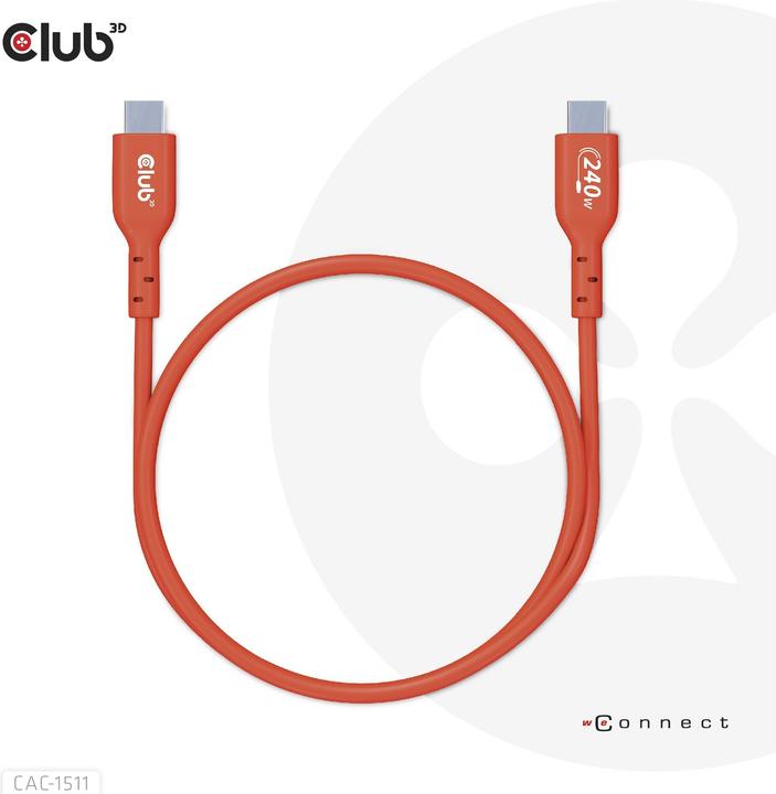 Image du produit Club 3D Club3D Câble USB 2 Type C PD 240W / 480Mb 4m St/St retail (4 m, USB 2.0)