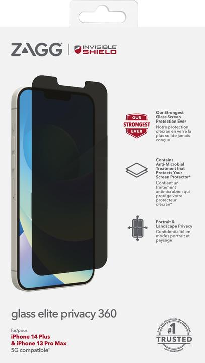 Actual product image Zagg Glass Elite Privacy 360 (1 Piece, Apple iPhone 13 Pro Max)