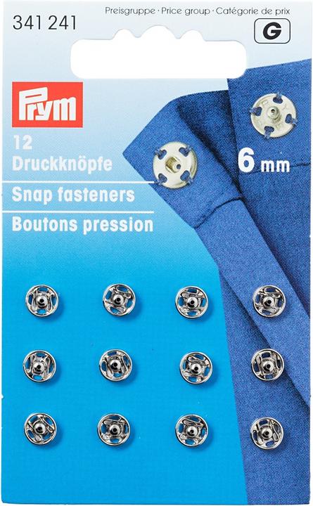 Produktbild Prym Annähdruckknopf, silber 6 mm, Karte 12 Stk., nickelfrei