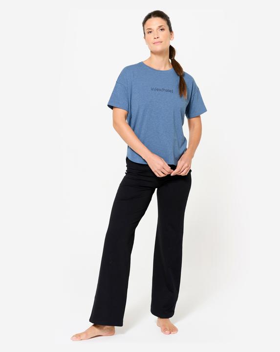 Actual product image Kimjaly Women's Short-Sleeved Yoga T-Shirt - Dark Blue (S)