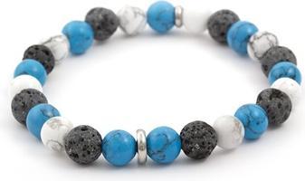 Beneto Bead bracelet made of howlite and lava stone MINK66 - Length: 19 cm (L) (19 cm)