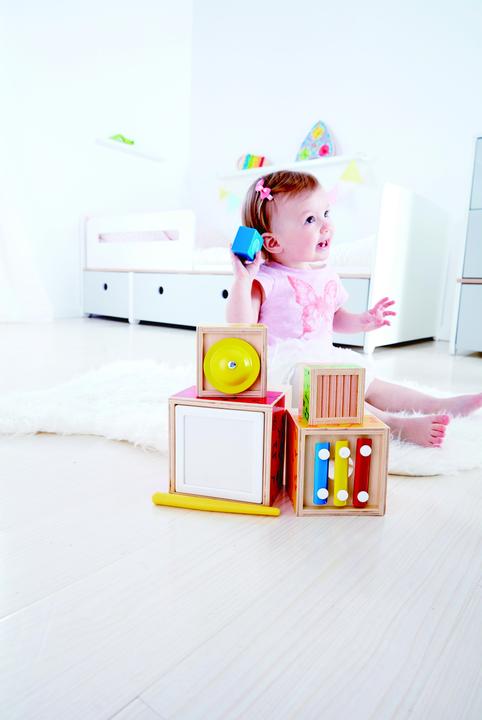 Actual product image Hape Music Stacking Cube (German)