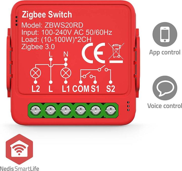 Produktbild Nedis SmartLife Power Switch | Zigbee 3.0 | 2x100 W | Terminal Anschluss | App erhältlich für: Androi