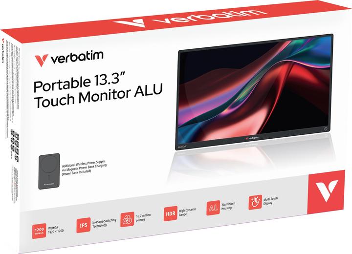 Produktbild Verbatim Portable Touch Monitor 13.3" Wireless inkl. Powerbank (1920 x 1200 Pixel, 13.30")