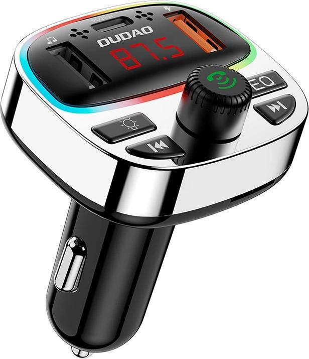 Dudao R2PRO+ Transmitter with PD25W Bluetooth 5.3 RGB Charging Ports - Black and Silver