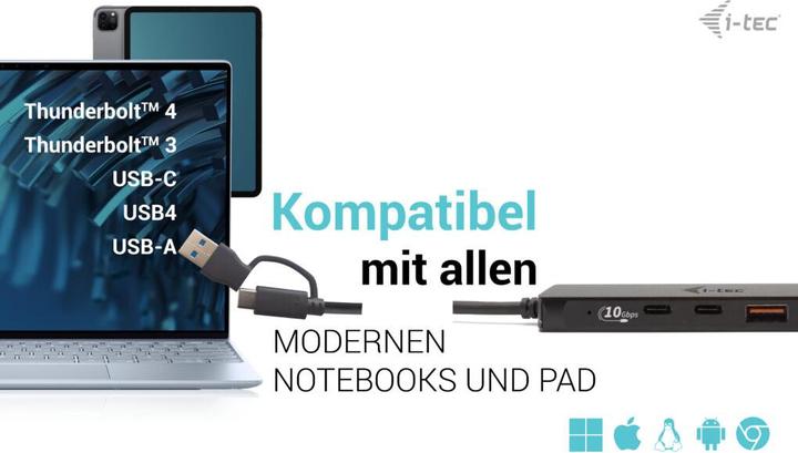 Immagine prodotto i-tec Hub USB-C in metallo (USB-C, 4 Porti)