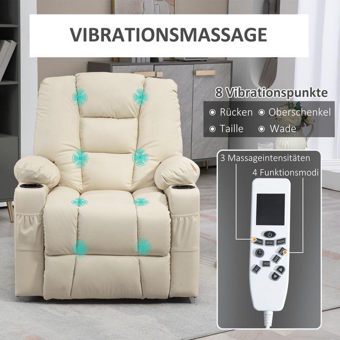 Produktbild Swisshandel24 Relaxsessel Aufstehhilfe elektrisch Fernsehsessel USB Massagesessel Fernbedienung Rollen Creme