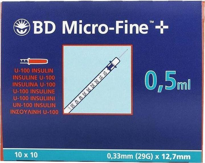Actual product image BD + U100 Insulin Syringes 12.7 x 0.33 mm (Insulin injections)