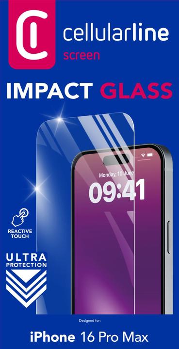 Image du produit Cellularline Impact Glass (1 pièce(s), Apple iPhone 16 Pro Max)