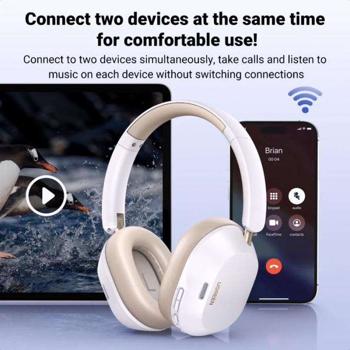 Actual product image Ugreen Wireless headphones HiTune Max 5C, Hybrid ANC, Bluetooth 5.4 (white)