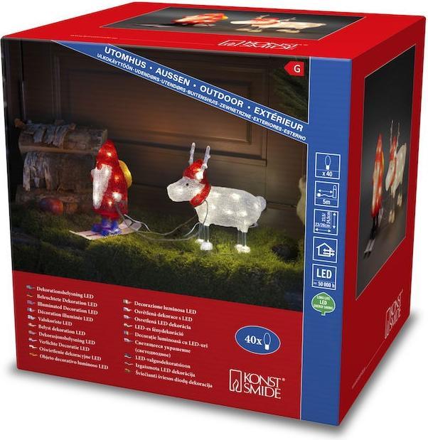 Image du produit Konstsmide Figurine LED en acrylique Père Noël avec renne, 40 LED