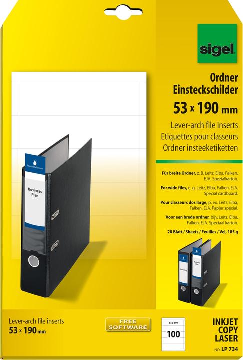 Produktbild Sigel PC-Einsteckschilder
