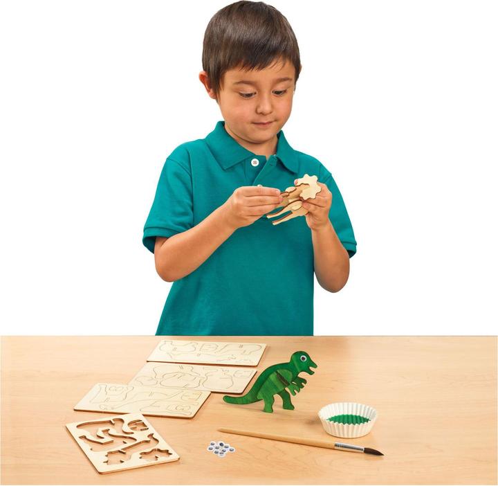 Produktbild Colorations Färbungen – Erstellen und dekorieren Sie Ihr hölzernes 3D-Puzzle-Dinosaurier (4 Teile)