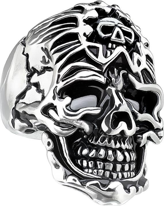 Star Piercing Ring silber Schädel mit Schädel Bandana (Chirurgenstahl 316L, ohne Messing)