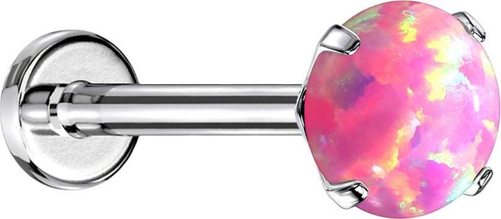 Star Piercing Micro Threadless Labret silber Opal pink gefasst (Chirurgenstahl 316L, ohne Messing)