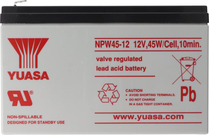 Actual product image Yuasa NPW45-12 Blei PB Akku 12 Volt, 8500mAh mit Faston 6,3 mm Kontakten (12 V, 8.50 Ah)