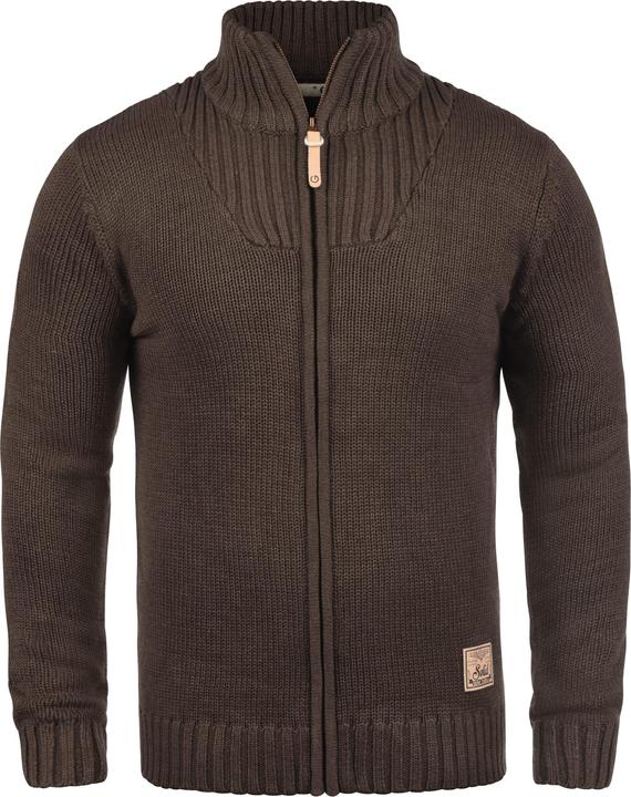 Actual product image Solid Poul Men's Cardigan Chunky Knit Jacket With Funnel Neck (L)