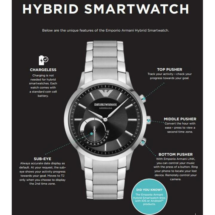 Produktbild Emporio Armani Connected Renato Hybrid Smartwatch (Hybrid Uhr, Analoguhr, 43 mm)