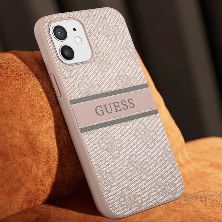 Immagine prodotto Guess Copertina rigida 4G a strisce stampate (Realme 12 Pro+, Apple iPhone 12)
