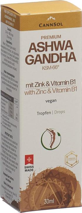 Cannsol Premium Ashwagandha KSM-66 mit Zink und Vitamin B1 Tropfen (1 Stück, Öl)