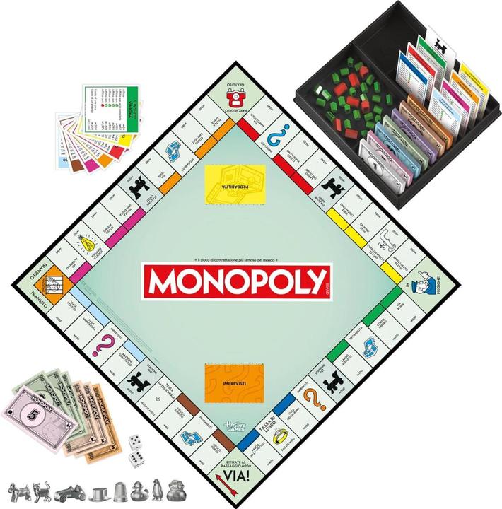 Productafbeelding Monopoly Brettspiel mit Aufbewahrungsfach und grösseren Spielfiguren (Italiaans)