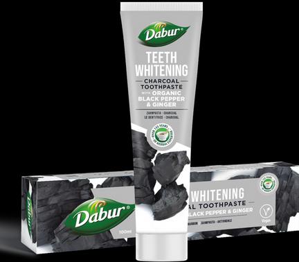 Actual product image Dabur Teeth Whitening Charcoal Toothpaste with Organic Black Pepper & Ginger 100ml (100 ml)