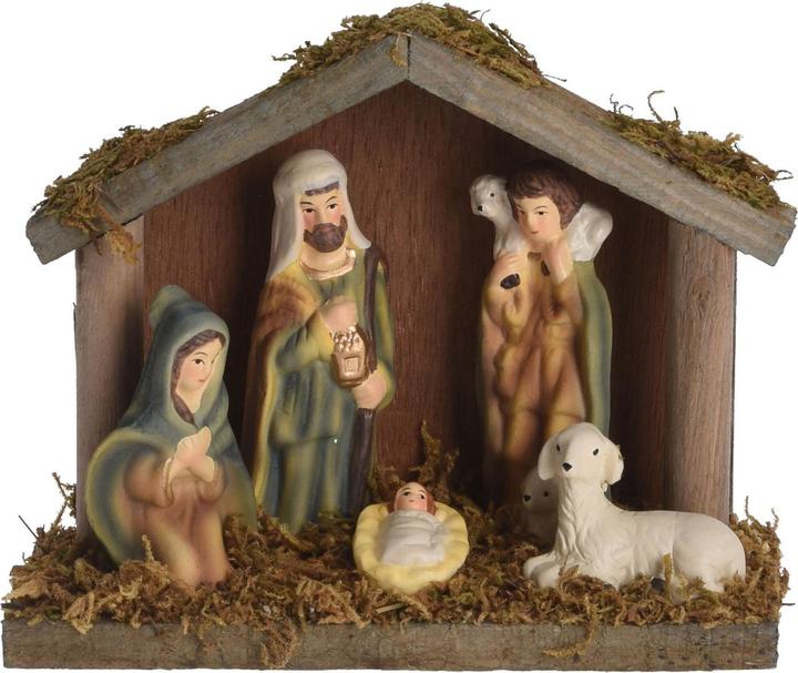 Produktbild Holzkrippe mit 5 Figuren