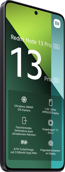 Produktbild Xiaomi Redmi Note 13 Pro 5G (512 GB, Midnight Black, 6.67", Dual SIM, 200 Mpx, 5G)