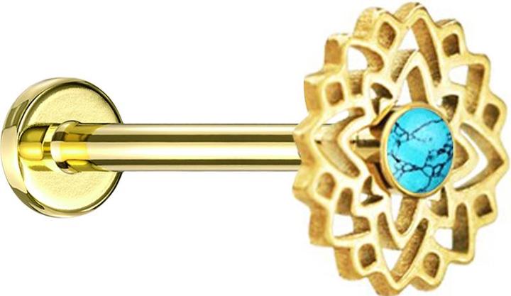 Produktbild Star Piercing Flared Tunnel schwarz Totenkopf mit Schlange links (ohne Messing, Chirurgenstahl 316L, Mineralisch)