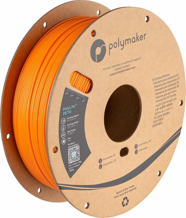 Actual product image Polymaker PolyLite PETG V2 - Orange - 1.75mm (PETG, 1.75 mm, 1000 g, Orange)