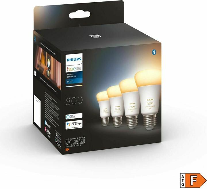 Actual product image Philips Hue White Ambiance (E27, 6 W, 570 lm, 4 x, F)