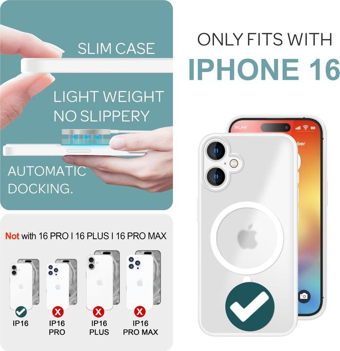 Actual product image Nalia Matte hybrid case with MagSafe function (Apple iPhone 16)