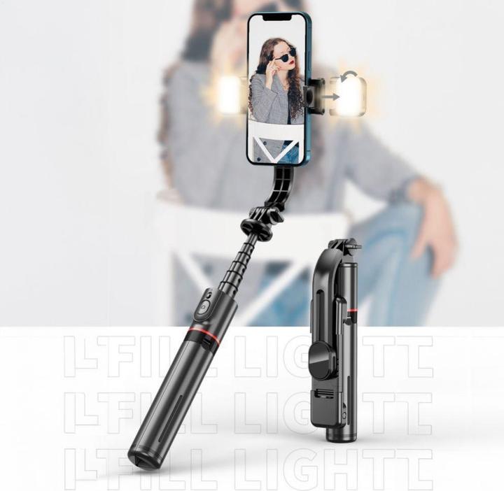 Produktbild Tech-Protect L05S Bluetooth selfie stick with tripod up to 105cm with LED lamp - black