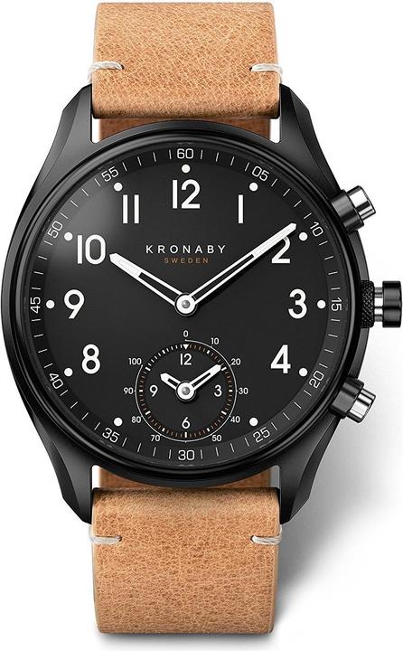 Kronaby Apex bracelet cuir (Montre connectée, 43 mm)