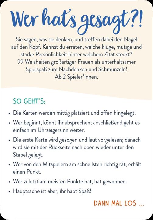 Produktbild Wer hat's gesagt?! 99 Weisheiten kluger, mutiger und starker Frauen (Deutsch, Groh Verlag, 2021)