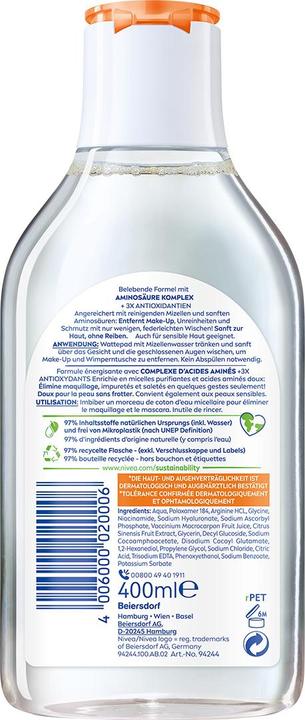 Image du produit NIVEA Eau micellaire Energy Fl 400 ml (Eau micellaire, 400 ml)