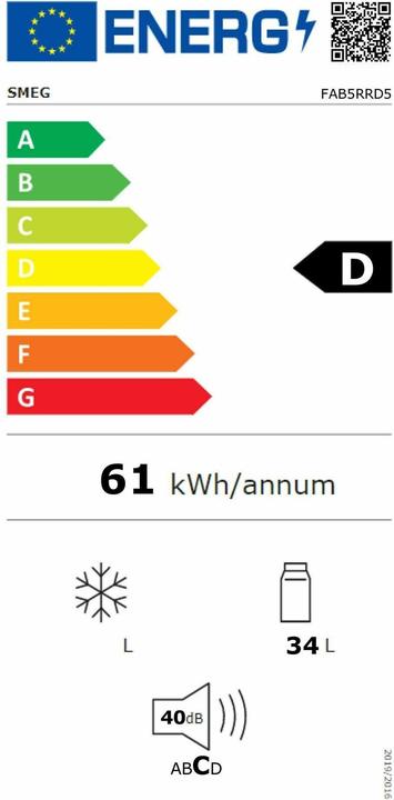 Etichetta energetica Smeg Stile retrò FAB5RRD5 (34 l)