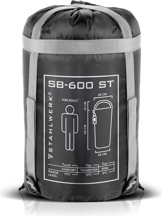 Produktbild Stahlwerk Schlafsack SB-600 ST - Outdoorschlafsack bis 5°C, Füllung 330g/m2 (220 cm)