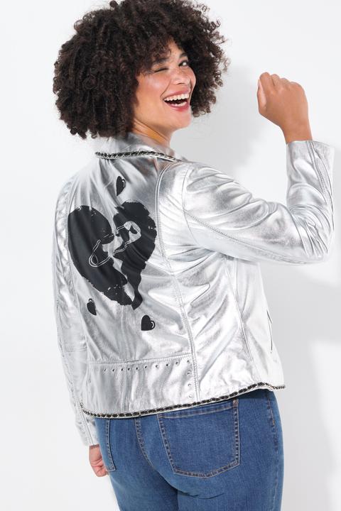 Produktbild Angel of Style Leder-Bikerjacke, echtes Leder, Beschichtung, Rücken-Print (52)