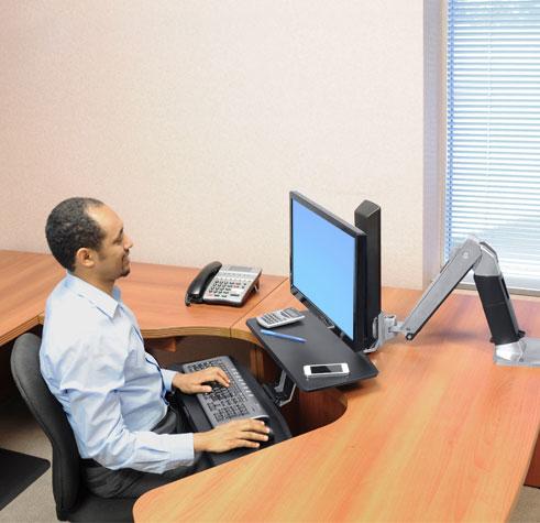 Produktbild Ergotron desk stand, WorkFit-A, drop down LD, keyboard, LCD, adjustable, 24 inch lift (Tisch, 24")