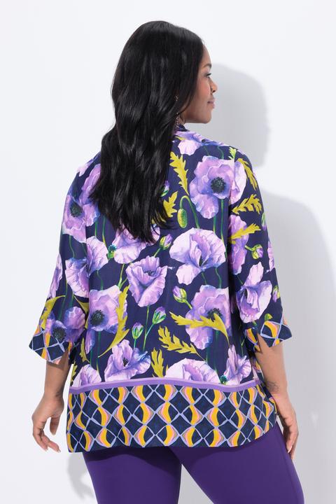 Produktbild Ulla Popken Tunika, Blüten, A-Linie, Kelchkragen, 3/4-Arm (54)