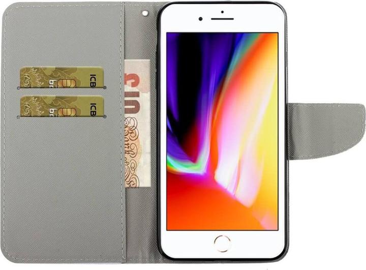 Productafbeelding Cover-Discount iPhone SE / 8 / 7 - Leren Hoesje Hoesje Rood Bloemen (Apple iPhone 7, Apple iPhone 8)
