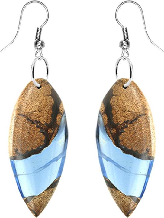 Star Piercing Ohrring Surf Mystische Welle Epoxy blau aus Liana Holz