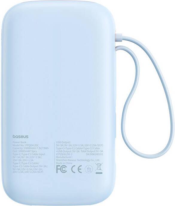 Immagine prodotto Baseus Powerbank QPow2 20000mAh 30W 2xUSB-C (blu) (20000 mAh, 30 W)
