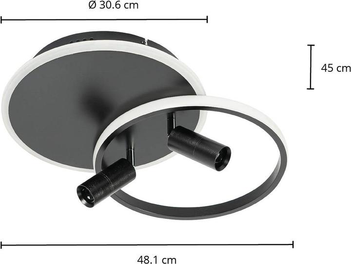 Produktbild Lucande Tival LED-Deckenlampe, rund, schwarz (1190 lm)