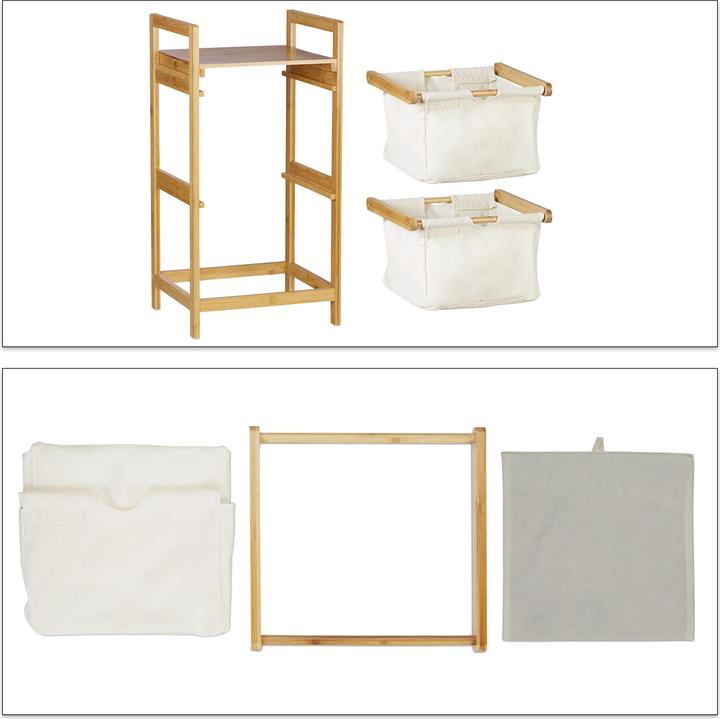 Immagine prodotto Relaxdays Cesto del bucato in bambù, Selezionatore di vestiti (12.50 l)