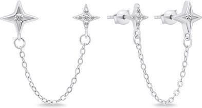 Brilio Silver - Stylish silver earrings with a chain EA717W